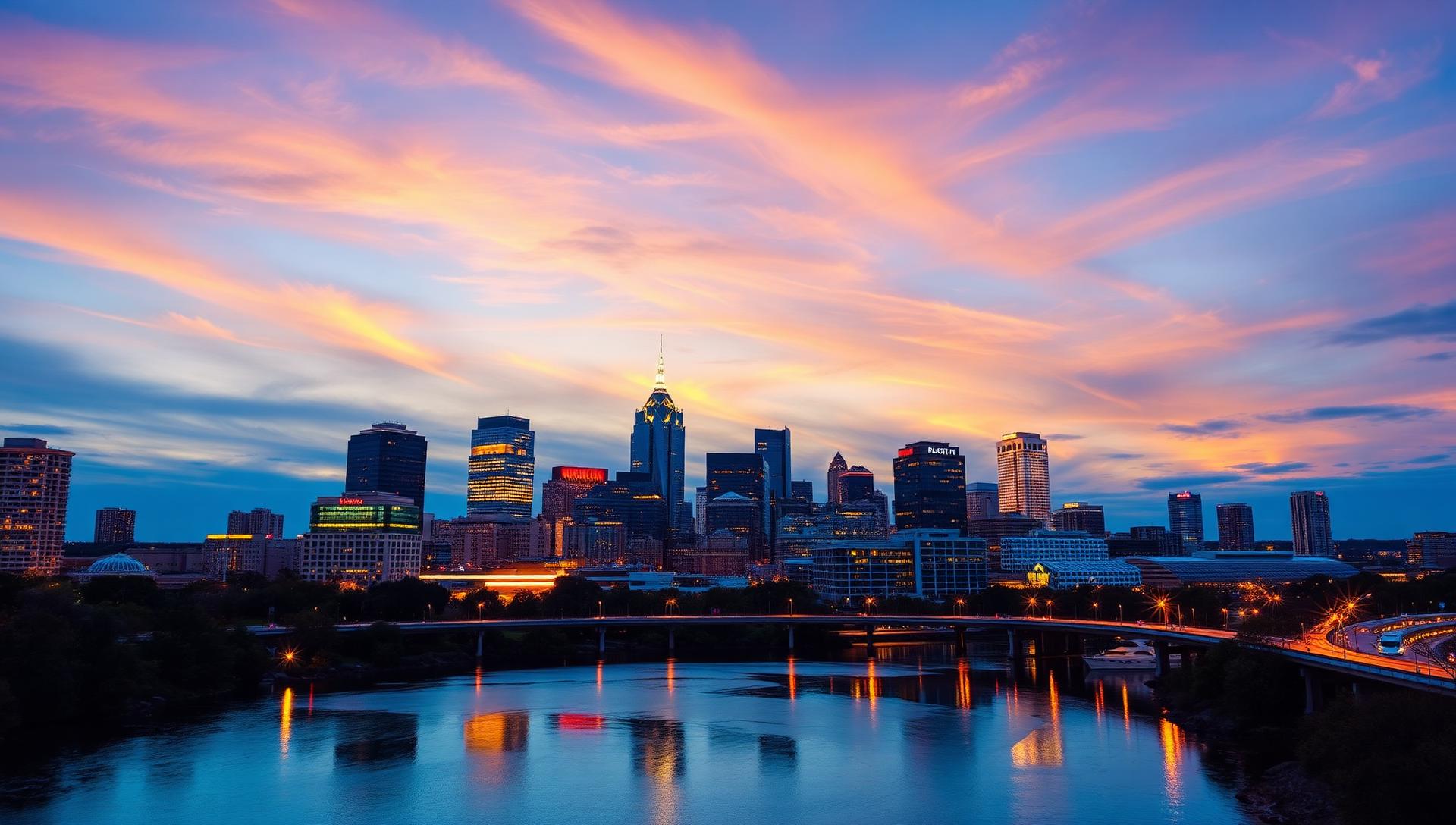 Austin Texas downtown skyline at twilight